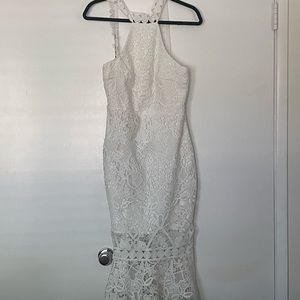 White mermaid dress perfect for bridal shower. Only worn once
